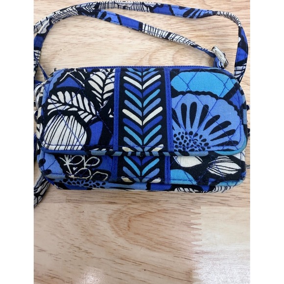 VERA BRADLEY BLUE BAYOU Double Zip- 2in1 Wallet Detachable Strap Crossbody #63 - Picture 1 of 9